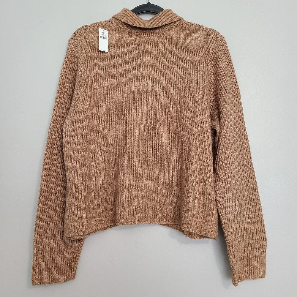 Old Navy SoSoft Minimal Neutral Collard Button Up Beige Tan Cardigan Waffle XL